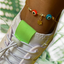 Load image into Gallery viewer, ORANGE &amp; BLUE EVIL EYE FASHION ANKLETS
