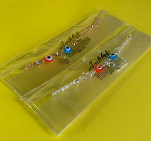 Load image into Gallery viewer, ORANGE &amp; BLUE EVIL EYE FASHION ANKLETS
