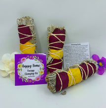 Load image into Gallery viewer, WHITE SAGE W/ DRIED ROSE PETALS SMUGE STICK
